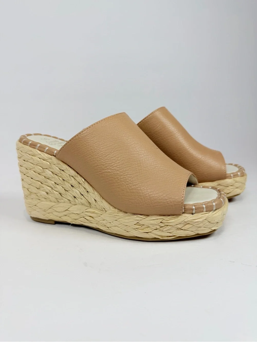 Oasis Society Neutral Tan Espadrille Wedge Slide - Comfy‎ Platform Sandals 8.5